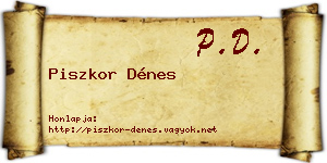 Piszkor Dénes névjegykártya